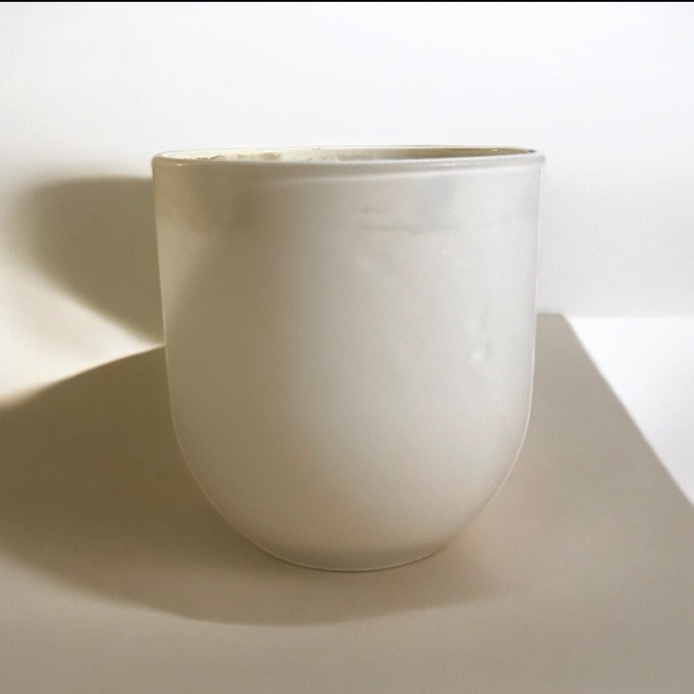 White Matte Glass Mug With Textured Exterior and Glossy Interior